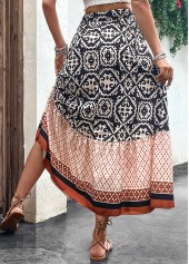 Multi Color Patchwork Tribal Print Maxi Skirt | thumb picture 