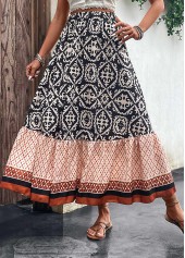 Multi Color Patchwork Tribal Print Maxi Skirt | thumb picture 