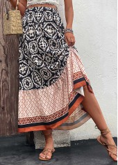 Multi Color Patchwork Tribal Print Maxi Skirt