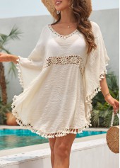 Patchwork Beige Tassel Detail Cover Up | thumb picture 