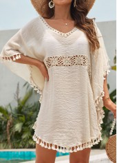 Patchwork Beige Tassel Detail Cover Up | thumb picture 