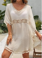 Patchwork Beige Tassel Detail Cover Up | thumb picture 