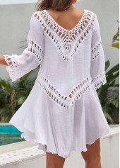 Breathable White Hollow V Neck Cover Up | thumb picture 