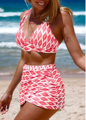 Cross Hem High Waisted Geometric Print Bikini Set | thumb picture 