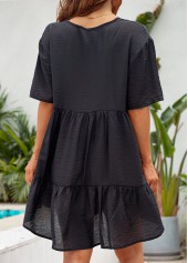 Breathable Black Ruched V Neck Cover Up | thumb picture 