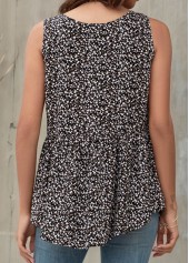 Black Smocked Ditsy Floral Print Tank Top | thumb picture 