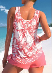 Bowknot Mid Waisted Floral Print Coral Tankini Set | thumb picture 