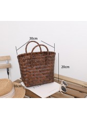 Dark Coffee Open Straw Hand Bag | thumb picture 