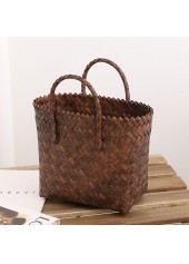 Dark Coffee Open Straw Hand Bag