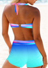Neon Blue Patchwork Mid Waisted Dazzle Colorful Print Bikini Set | thumb picture 