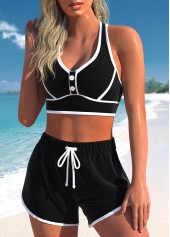 Plus Size High Waisted Criss Cross Black Bikini Set | thumb picture 