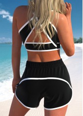 Plus Size High Waisted Criss Cross Black Bikini Set | thumb picture 