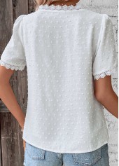 White Lace Short Sleeve V Neck T Shirt | thumb picture 