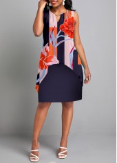 Multi Color Fake 2in1 Floral Print Dress | thumb picture 