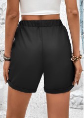 Black Pocket Drawastring High Waisted Shorts | thumb picture 