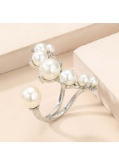 Pearl Detail Asymmetry Silvery White Ring | thumb picture 
