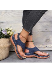 Navy Toe Post Mid Heel Sandals
