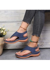 Navy Toe Post Mid Heel Sandals | thumb picture 