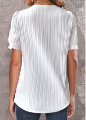 White Patchwork Short Sleeve V Neck Blouse | thumb picture 