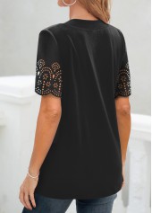 Black Plaid Short Sleeve Fake Two Piece Twinset | thumb picture 