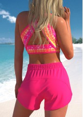 Hot Pink Criss Cross High Waisted Bikini Set | thumb picture 