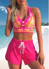 Hot Pink Criss Cross High Waisted Bikini Set