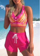 Hot Pink Criss Cross High Waisted Bikini Set | thumb picture 