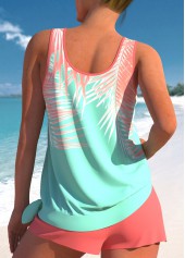 Multi Color Tie Mid Waisted Tankini Set | thumb picture 