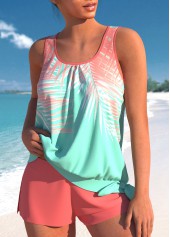 Multi Color Tie Mid Waisted Tankini Set | thumb picture 