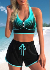 Criss Cross High Waisted Ombre Cyan Bikini Set