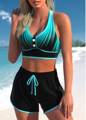 Criss Cross High Waisted Ombre Cyan Bikini Set | thumb picture 