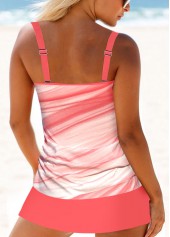 Circular Ring Mid Waisted Ombre Coral Tankini Set | thumb picture 