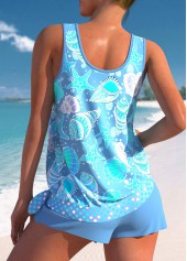 Bowknot Mid Waisted Neon Blue Tankini Set | thumb picture 