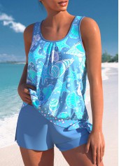 Bowknot Mid Waisted Neon Blue Tankini Set | thumb picture 