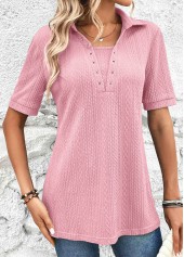 Pink Eyelet Short Sleeve T Shirt | thumb picture 