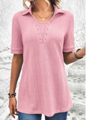 Pink Eyelet Short Sleeve T Shirt | thumb picture 