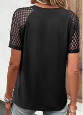 Black Lace Short Sleeve Round Neck T Shirt