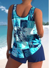 Tie High Waisted Tropical Plants Print Tankini Set | thumb picture 