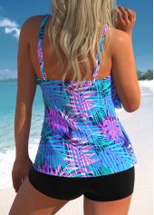 Asymmetry Leaf Print Multi Color Tankini Top-No Bottom | picture 2