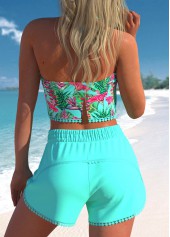 Tassel High Waisted Floral Print Cyan Bikini Set | thumb picture 