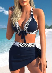 Mesh High Waisted Leopard Navy Bikini Set | thumb picture 
