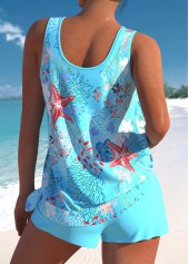 Sky Blue High Waisted Marine Life Print Tankini Set | thumb picture 