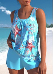 Sky Blue High Waisted Marine Life Print Tankini Set | thumb picture 