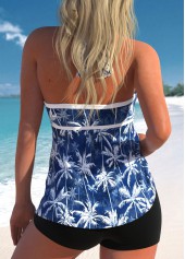 Patchwork Tropical Plants Print Navy Tankini Set | thumb picture 