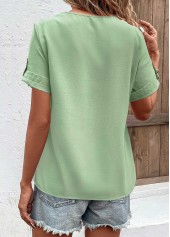 Green Button Short Sleeve V Neck T Shirt | thumb picture 