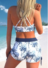 Three-piece Mid Waisted Tropical Plants Print Tankini Set | thumb picture 