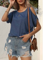 Navy Cut Out Short Sleeve T Shirt | thumb picture 