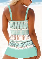 Light Green Mid Waisted Geometric Print Tankini Set | thumb picture 