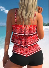 Asymmetry Paisley Print Red Tankini Top-No Bottom | picture 2