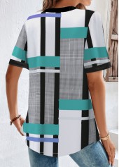 White Button Geometric Print Short Sleeve Blouse | thumb picture 